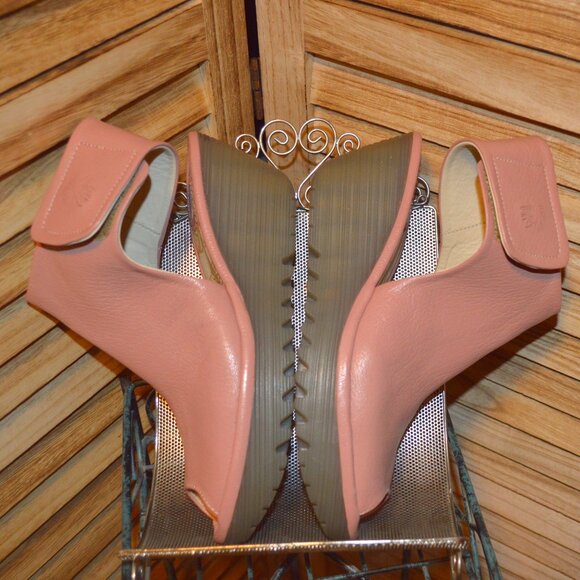 Fly London 6 Yahl Pink Leather Open Toe Shoes Platform Wedge EUR 37 - Picture 2 of 7